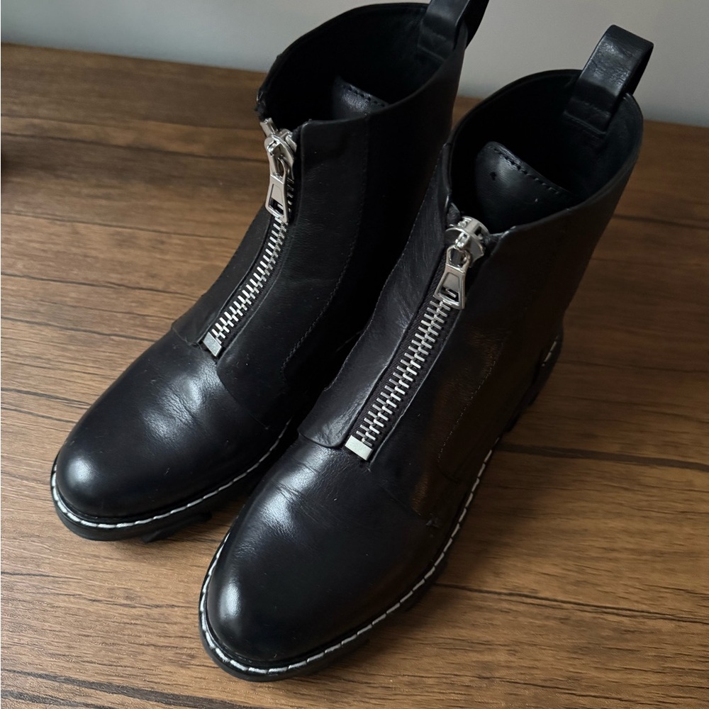 rag & bone Black Leather Zipper Boots